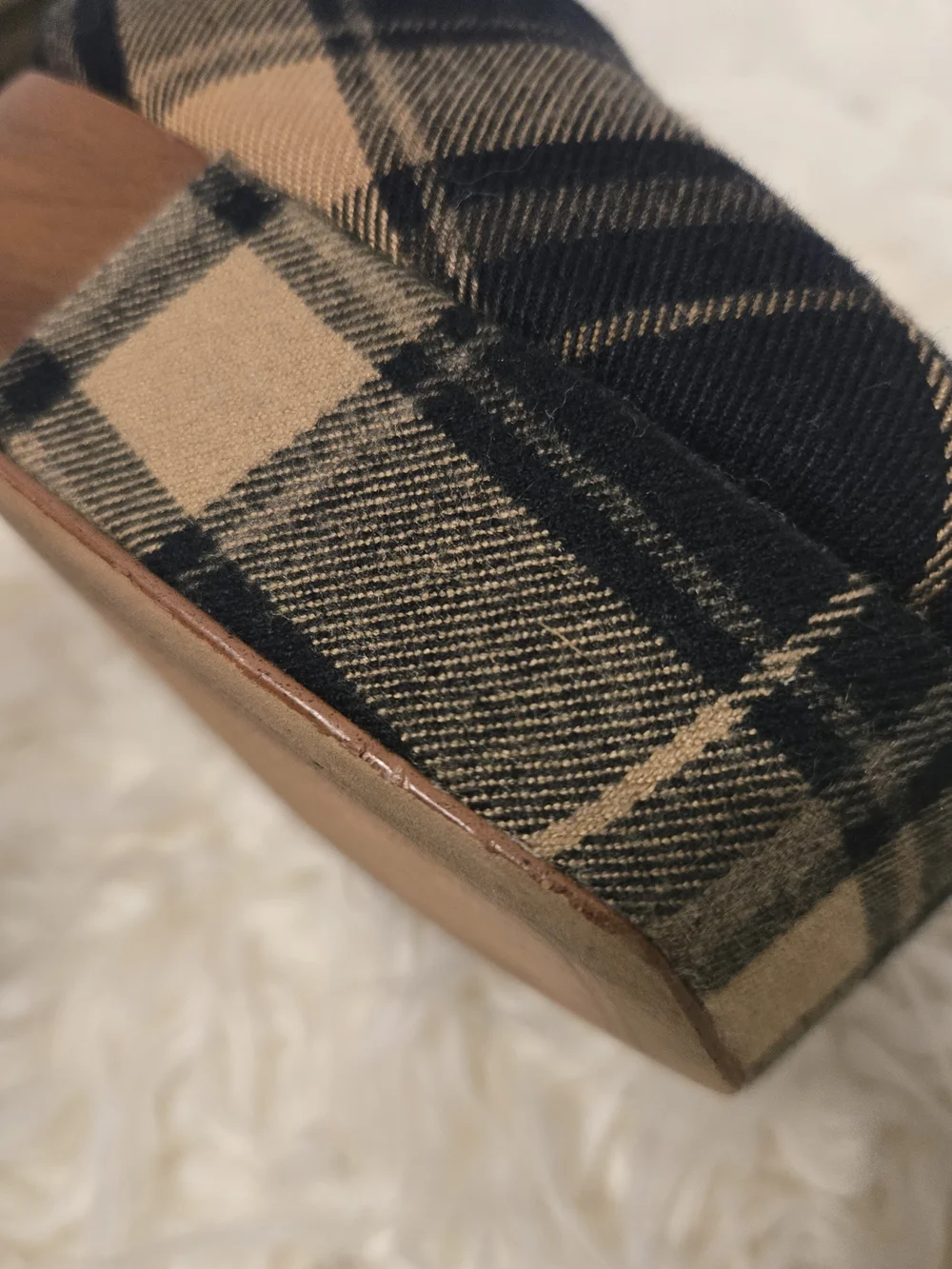 Jessica Simpson Black & Tan Plaid Platform Ankle-Strap Heels